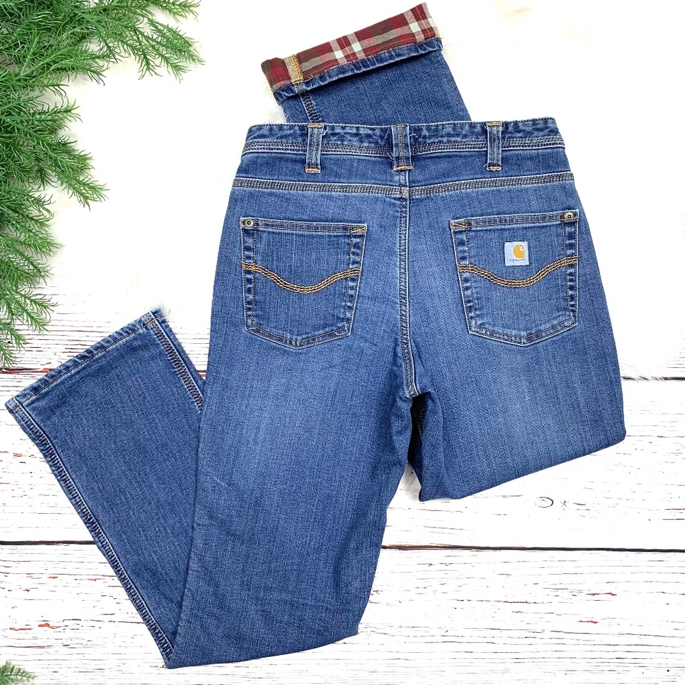 👖|•CARHARTT•| Relaxed Fit Flannel Lined Heavy Stretch Jeans 4 Short👖